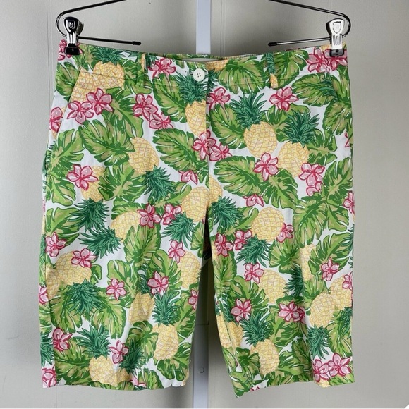 Talbots Pants - Talbots Pineapple Print Stretch Cotton Bermuda Shorts Size 14